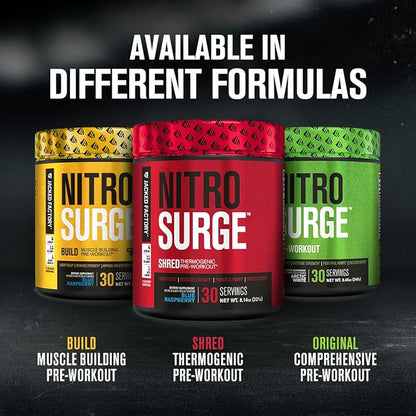 Jacked Factory NITROSURGE Shred Pre Workout Supplement - Energy Booster, Instant Strength Gains