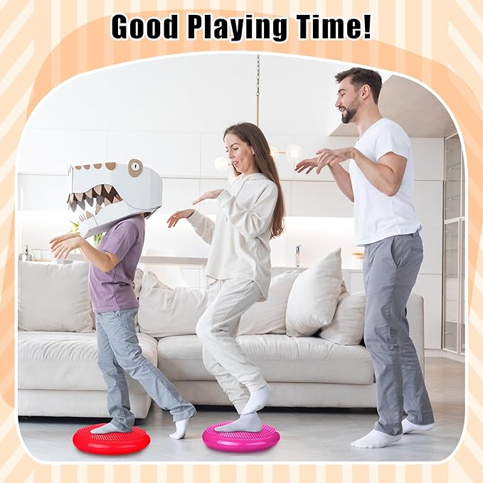 2 Pcs Wiggle Seat Inflated Wobble Cushion Flexible Balance Disc with Air Pump for Core Stability