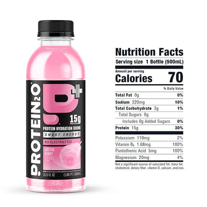 Protein2o 15g Whey Protein Isolate Hydration Drink Plus Energy & Focus, 350mg of Electrolytes
