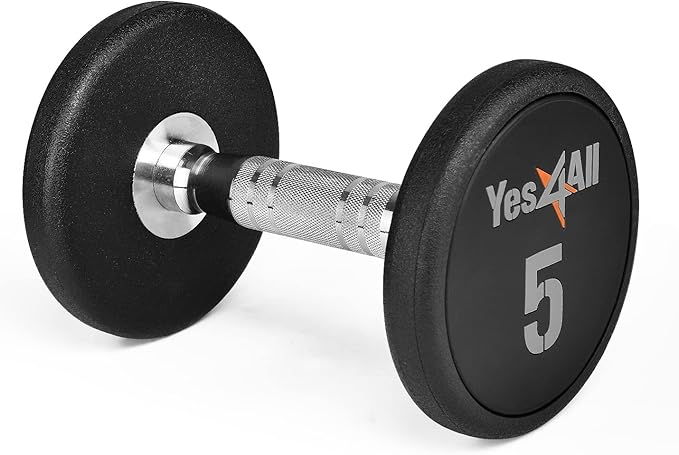 Yes4All Urethane Dumbbell with Anti-Slip Knurled Handle 5-50 LB for Muscle Building - Sold