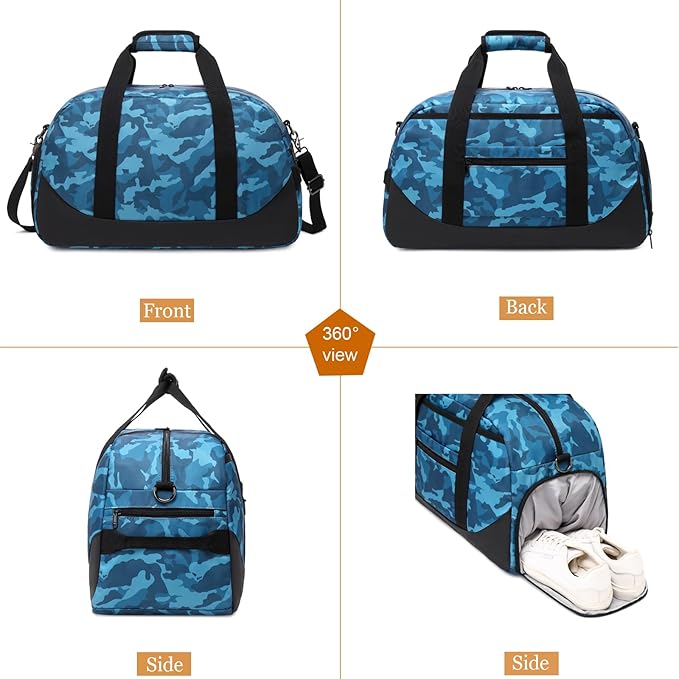 Octsky Boys Overnight Bag Weekender Bag Sports Gym Travel Duffel Bag with Shoe Compartment, Camo
