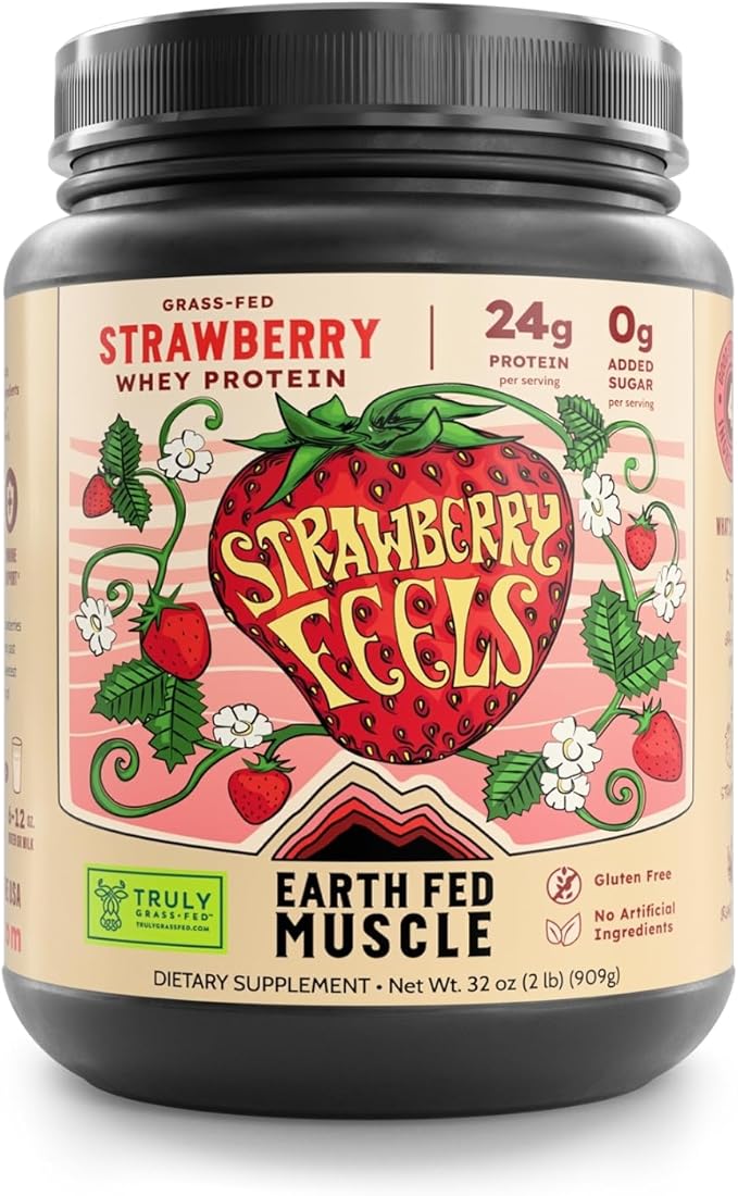 Earth Fed Muscle Strawberry?¯Feels??Forever) ??Irish Truly Grass?‘Fed Whey Protein Isolate, No