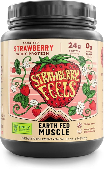 Earth Fed Muscle Strawberry?¯Feels??Forever) ??Irish Truly Grass?‘Fed Whey Protein Isolate, No