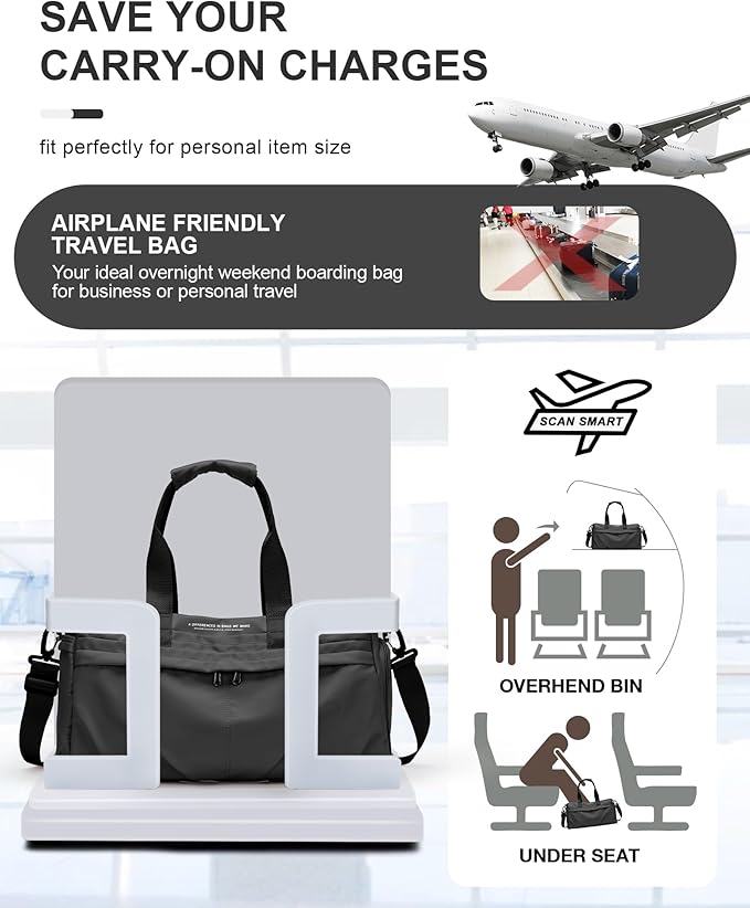 Gym Bag for Women Men with Shoe Compartment, Sport Duffel Bag, Waterproof Travel Weekender