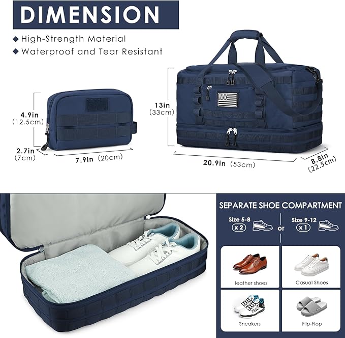 ETRONIK Travel Bag for Men Women, Gym Bag & Tactical Duffle Bags for Travel, Carry on with Toiletry