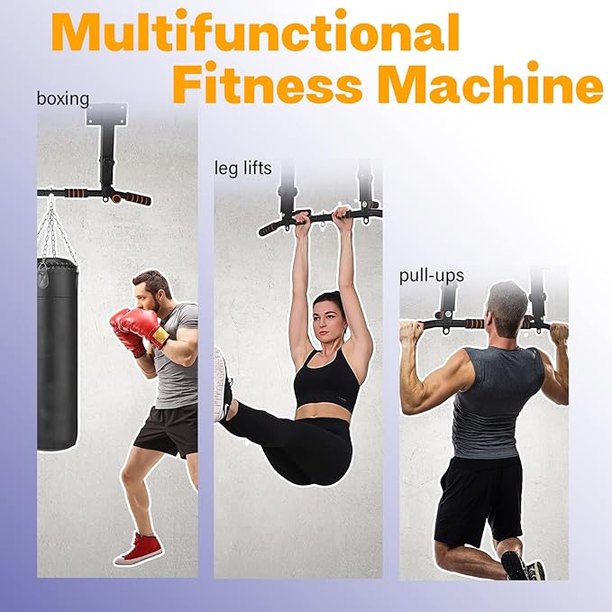 BDL Wall Mounted Pull Up Bar Chin Up bar Multifunctional Dip Station for Indoor Home Gym Workout