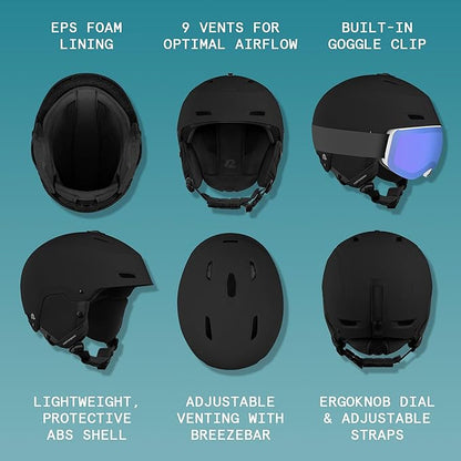 Retrospec Zephyr Ski Helmet - Snowboard Helmet for Adults & Youth - Adjustable Fit with Breathable