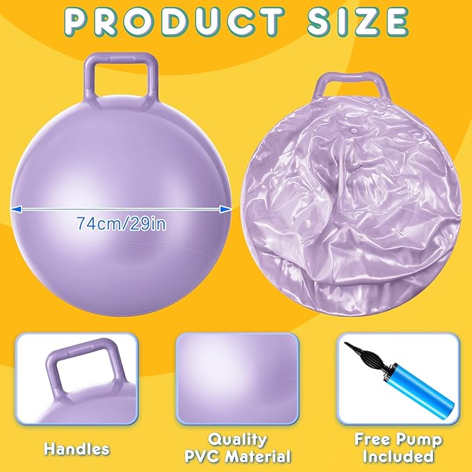 Lewtemi 6 Pcs Hopper Ball Carnival Outdoor Games 32 Inch Jumping Hopping Inflatable Bouncing Ball