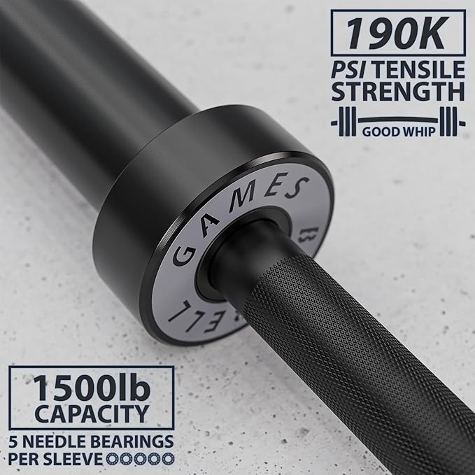 Synergee Games 15kg and 20kg Colored Ceramic Coated Barbells. Rated 1500lbs for Weightlifting and