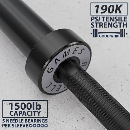 Synergee Games 15kg and 20kg Colored Ceramic Coated Barbells. Rated 1500lbs for Weightlifting and