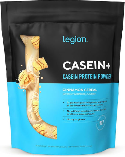 LEGION Casein+ Casein Protein Powder (Cinnamon Cereal) - Slow-Release Micellar Protein Powder