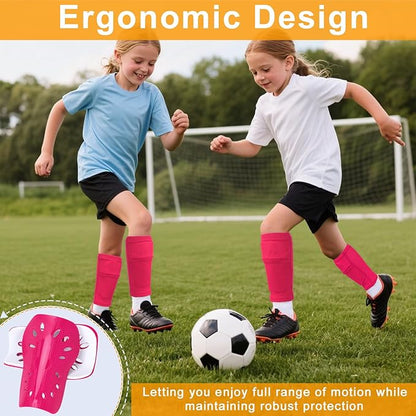 2 Pairs Shin Guards Soccer for Kids,Shin Pads Extra Lightweight Breathable Slide in Shin Guard for