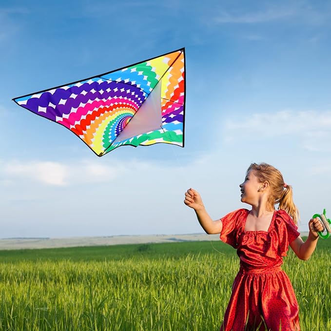 HONBO Large Delta Kite for Kids & Adults,Extremely Easy to Fly Kite for Beach Trip,String Line