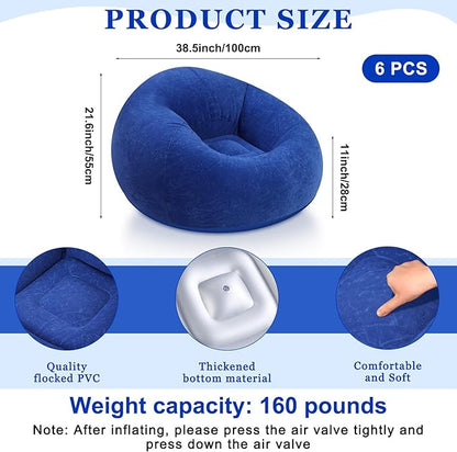 Realspring 6 Pcs Bean Bag Chairs for Adults Inflatable Chairs with Electric Air Pump,Blow up Couch