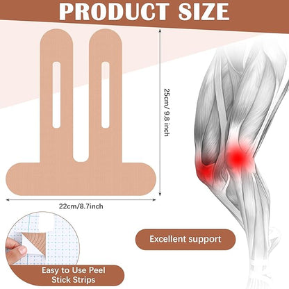 50 Pcs Precut Kinesiology Tape for Knees Pain Relief Elastic Waterproof Athletic Knee Tape for