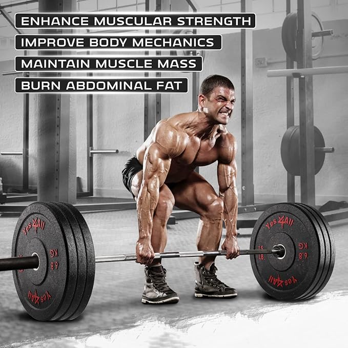 Yes4All 2" Bumper Plate, 10-190 LB Olympic Rubber Weight Plate with Steel Hub for WeightLifting