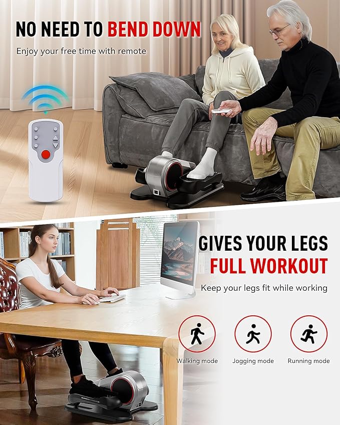 HARISON Under Desk Elliptical Machine for Seniors, Mini Elliptical with 12-Level Magnetic