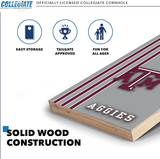 2' x 3' Solid Wood Cornhole Set with Direct Print HD Team Graphics – Great Gift for Any NCAA Fan!
