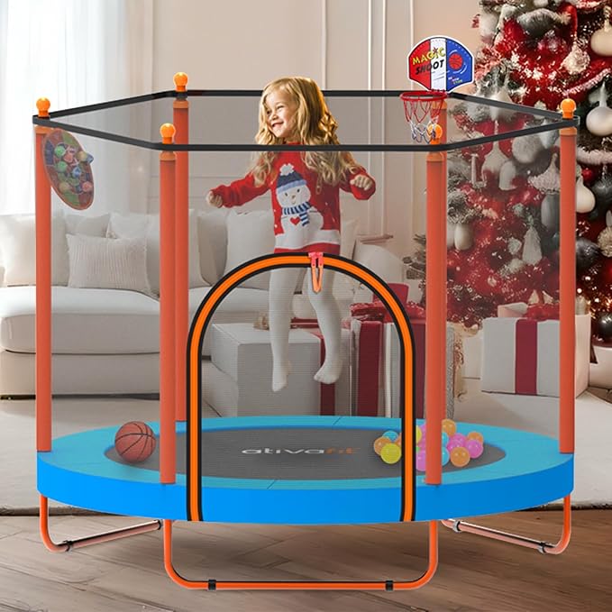 Ativafit 60'' Rebounder Trampoline Indoor Outdoor for Kids Ages 1-8, 5 FT Recreational Toddler