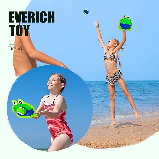 EVERICH Upgraded Toss and Catch Ball Game Set - Indoor and Outdoor Games for Kids 3-12, Beach Sand