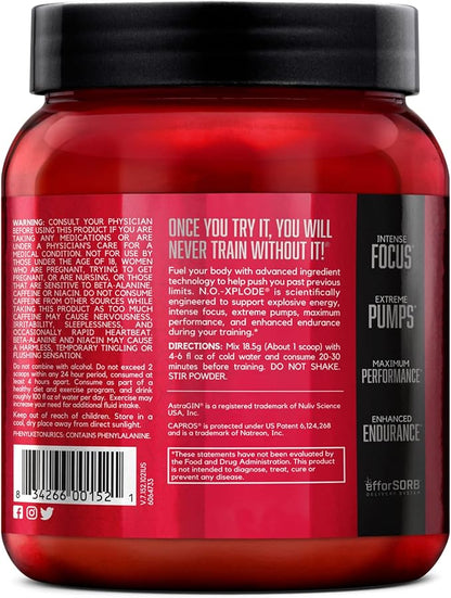 BSN N.O.-XPLODE Pre Workout Powder, Energy Supplement for Men and Women with Creatine and