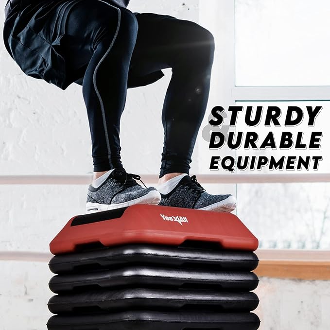 Yes4All 16"x16" Adjustable High Step Aerobic Platform with 4 Risers, Height-Adjustable