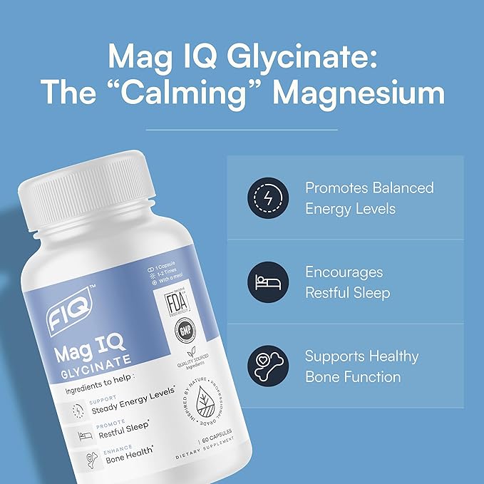 FIQ - Mag IQ Glycinate - Magnesium Bisglycinate Chelate TRAACS - High Absorption Magnesium