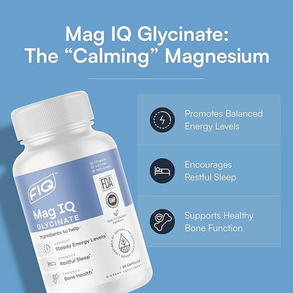 FIQ - Mag IQ Glycinate - Magnesium Bisglycinate Chelate TRAACS - High Absorption Magnesium