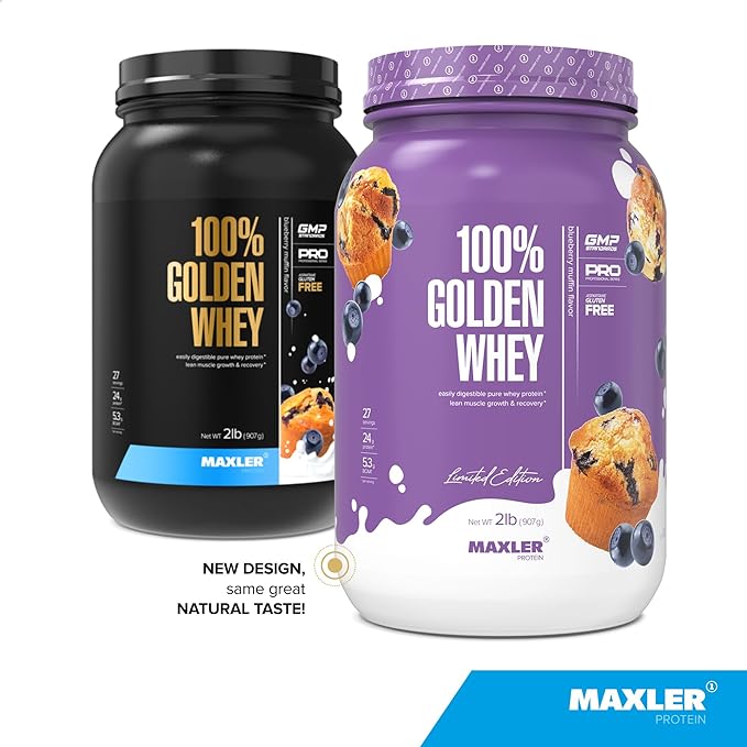 Maxler 100% Golden Whey Protein - 24g of Protein per Serving - Premium Whey Protein Powder for Pre