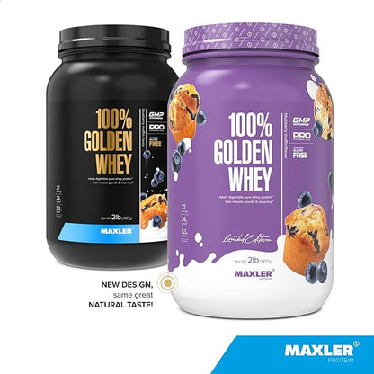 Maxler 100% Golden Whey Protein - 24g of Protein per Serving - Premium Whey Protein Powder for Pre
