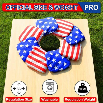CoHoBgs Corn Hole Bags Set 8, Professional Cornhole Bags Dual-Sided Slick & Stick Resin Filled