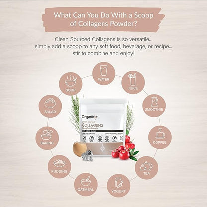 Organixx Collagen Peptides Powder with Vitamin C, Types I, II, III, V, X Hydrolyzed Collagen, Hair