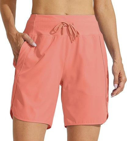 Willit Women's 7" Athletic Running Shorts Long Workout Hiking Shorts Quick Dry High Waisted Active