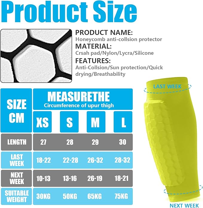 Soccer Shin Guards Shin Pads for Kids Youth Adult, Calf Compression Sleeve with Honeycomb Pads