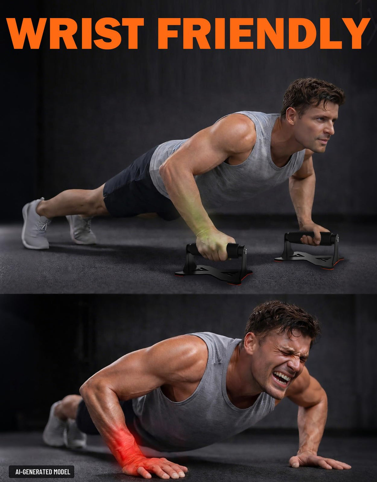 Fitarc Push Up Bars, Heavy Duty Steel Push Up Handles with Non-Slip Base