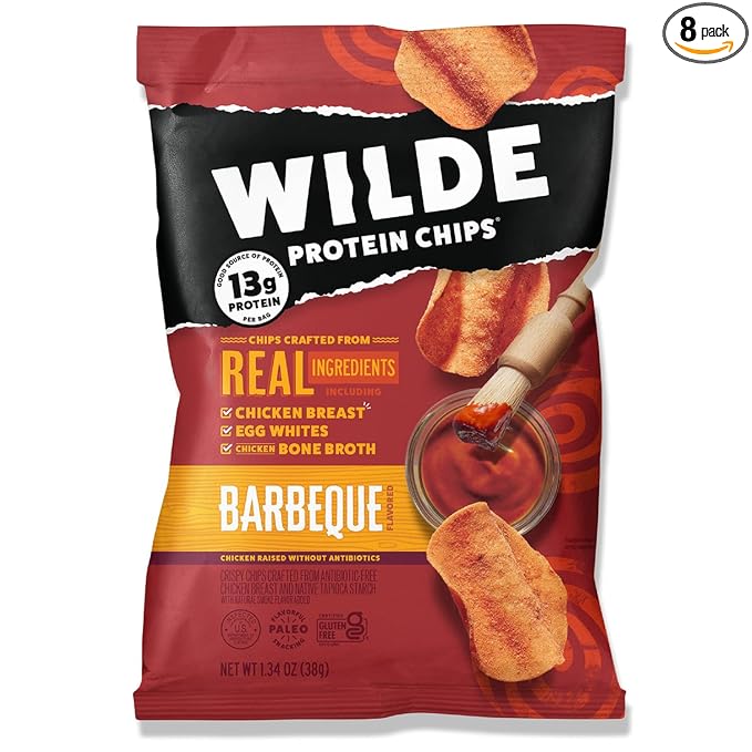 WILDE Protein Chips Barbeque, Thin and Crispy High Protein Snacks, Keto Friendly, Low Carb Chips