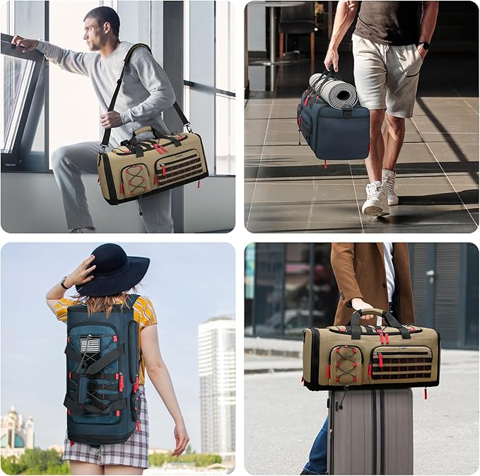Bosstin Gym Bag for Men & Women,45L Travel Duffle Sports Duffel Bag Gym Weekender Overnight
