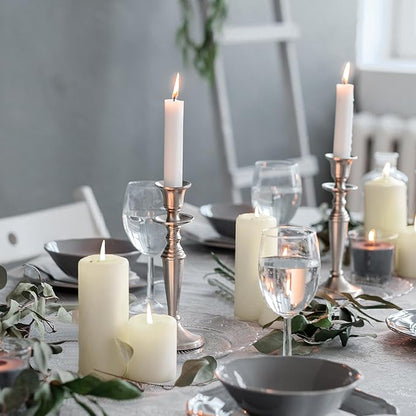 MTLEE Set of 72 Ivory Pillar Candles 2 x 3, 2 x 6, 2 x 8 Inch Smokeless and Dripless Unscented