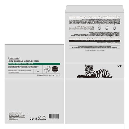 VT COSMETICS Cica-Exosome Moisture Mask 20 Sheets, Centella Asiatica & Hyaluronic Acid with