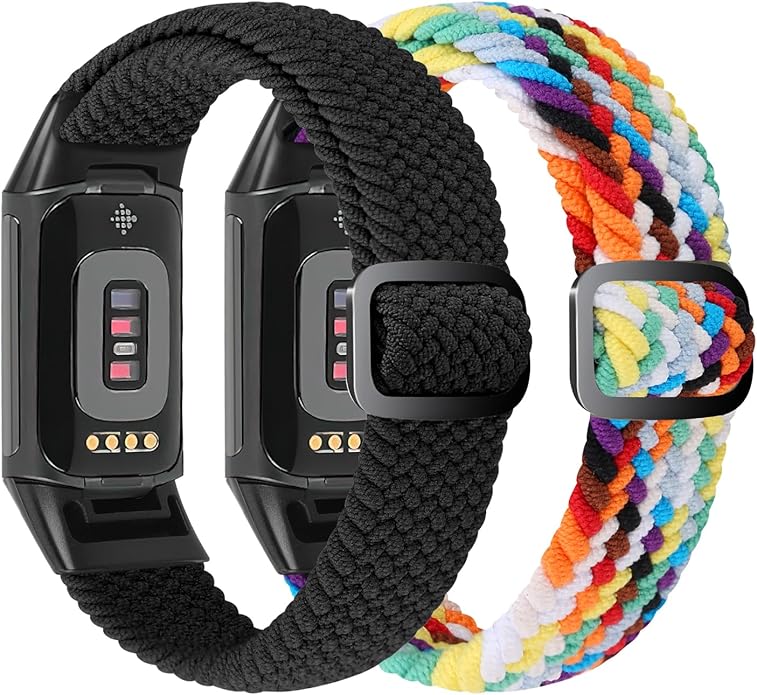 Elastic Braided Bands Compatible with Fitbit Charge 5/Fitbit Charge 6 for Women Men, Breathable