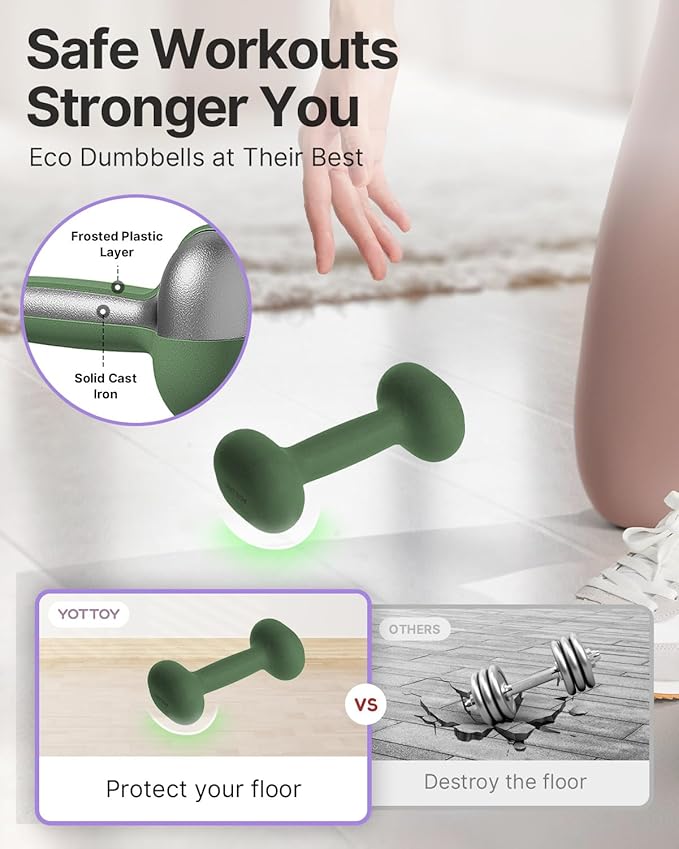 YOTTOY Weights Dumbbells Set for Women,2-15 Pound Dumbbells Set of 2, Non-Slip Hand Weights for