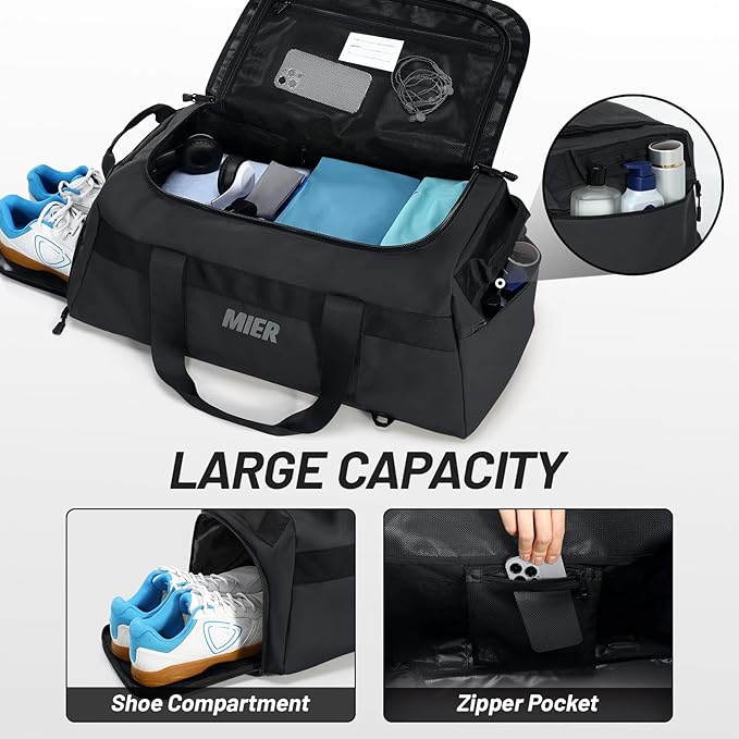 MIER Gym Bag for Men Large Duffel Backpack with Shoe Compartment, 60L Convertible Duffle Bags