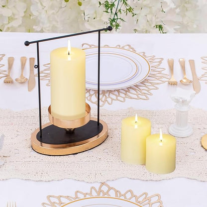 KONNI Ivory Pillar Candles Set of 3, 3"x 4" Unscented Pillar Candles Bulk, 39 Hours Long Burning