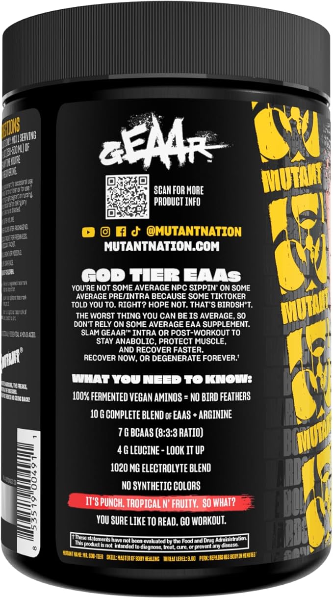 Mutant GEAAR - 9.4g of EAA Powder + Arginine, 7g BCAAs, 4g Leucine, Electrolytes, Coconut Water, 30