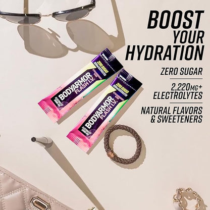 BODYARMOR Flash IV Electrolyte Packets, Strawberry Kiwi, Lemon Lime, & Tropical Punch Variety Pack