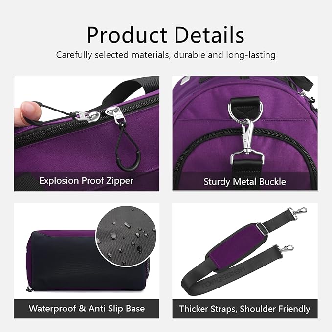 TOPDesign Gym Bag for Women & Men, Unisex Duffel Bag with Shoe Compartment & Wet Pocket for Travel