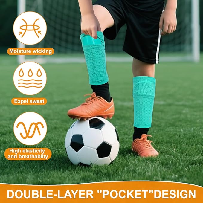 Shin Guards Soccer Kids 2025 Version High-Density Foam Soccer Shin Guard with Sleeves Shin