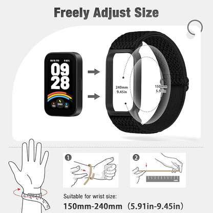 2 Pack Elastic Bands Compatible with Xiaomi Smart Band 9 Active Women Men, Soft Nylon Replacement