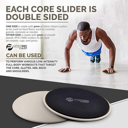 Core Sliders for Working Out - Exercise Sliders Fitness, Stability, Ab, Legs & Full Body (Set of 2)