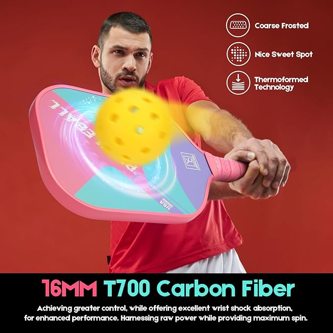 YC DGYCASI 16mm Pickleball Paddles Professional, USAPA Approved, T700 Carbon Fiber Pickleball